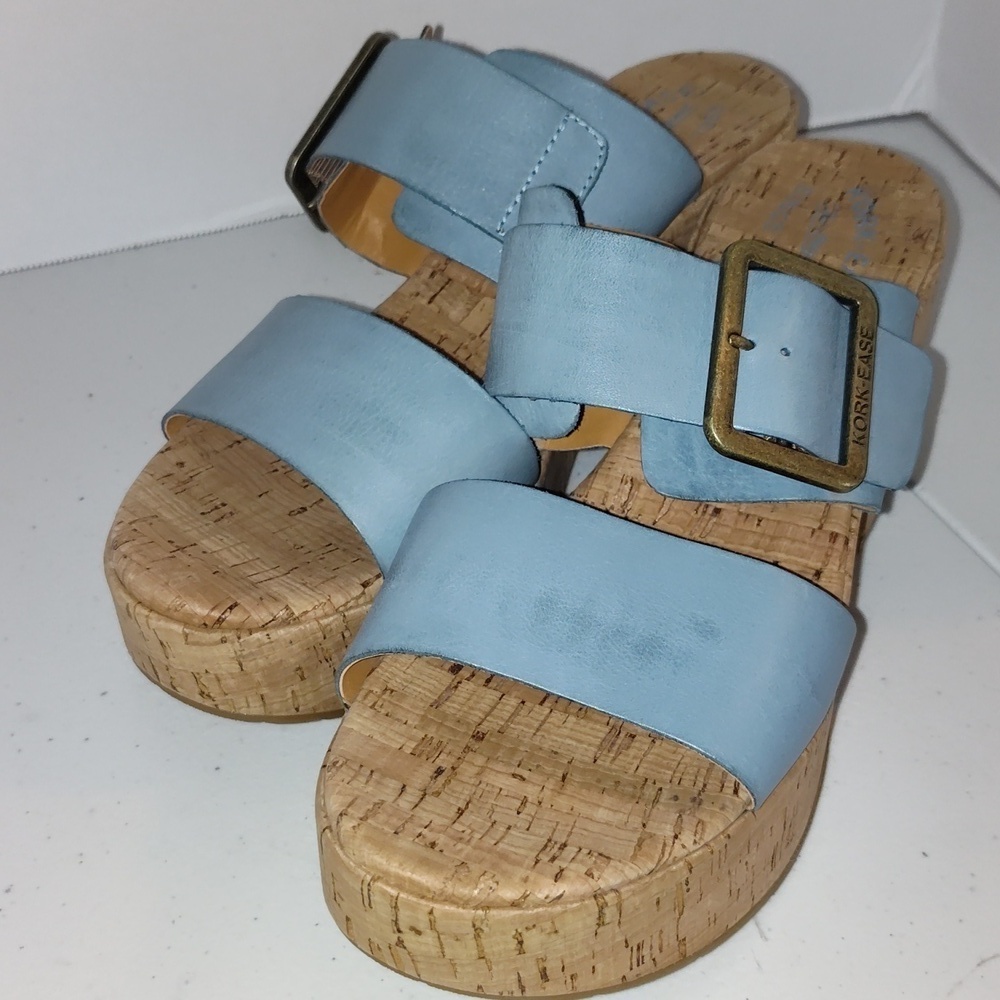 Kork-Ease Taige Cork Platform Heel Clog Sandal Women's Size 10 blue